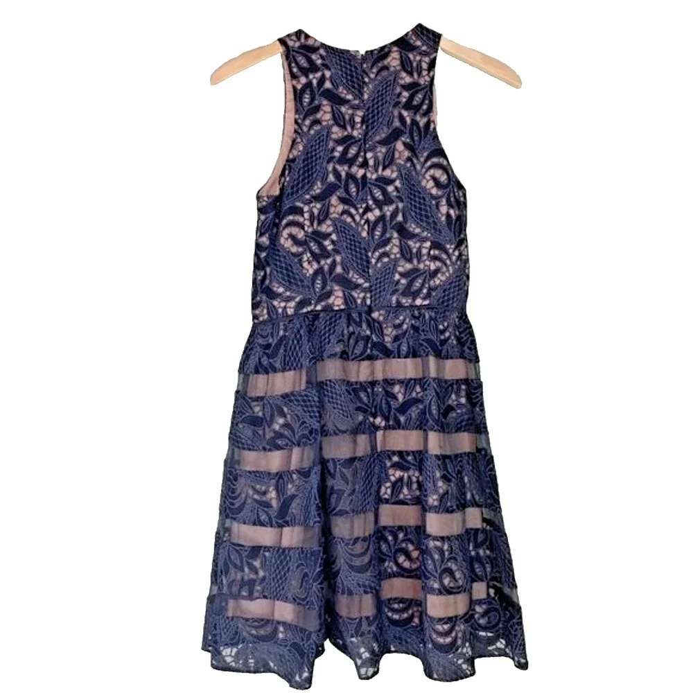 AIDEN MATTOX Black Sheer‎ Lace Dress Mini Party Formal  8 Event Fit Flare Cruise